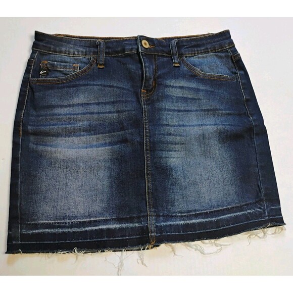 Kancan Estilo Women's Denim Distressed Frayed Mini Skirt,‎ Size 7/27 - Picture 1 of 11